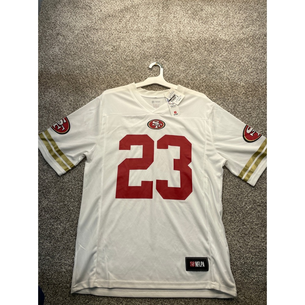 NFL Team Apparel Jersey Mens M White NEW Christian McCaffrey San Francisco 49ers
